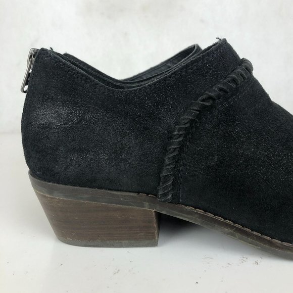 Lucky Brand Women's Size 8.5M Black Leather Back Zip Block Heel Ankle Booties - Picture 6 of 12